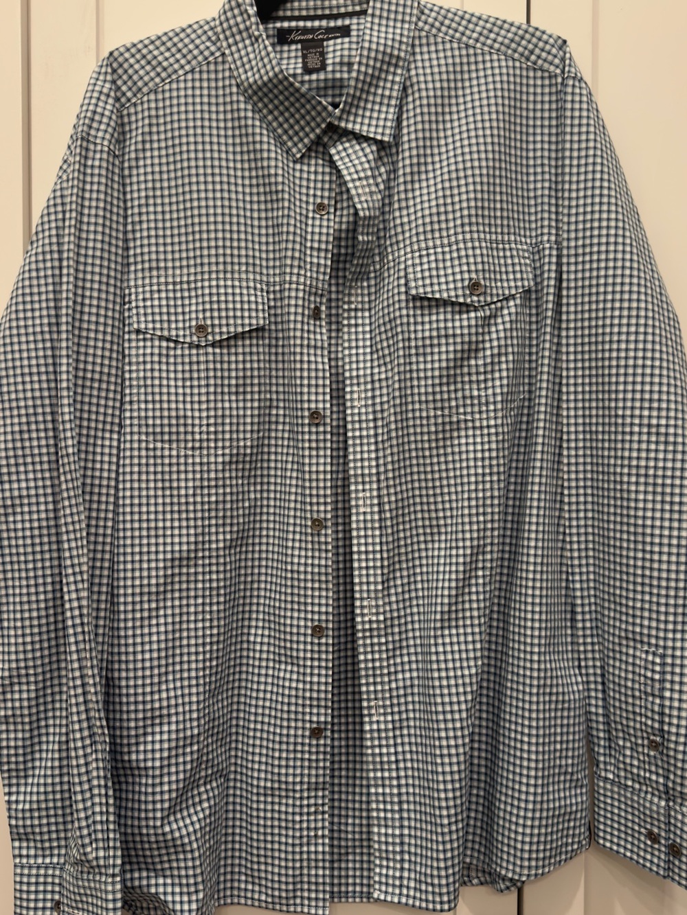 Kenneth Cole Reaction Men’s Blue and White Gingham Shirt Jacket
